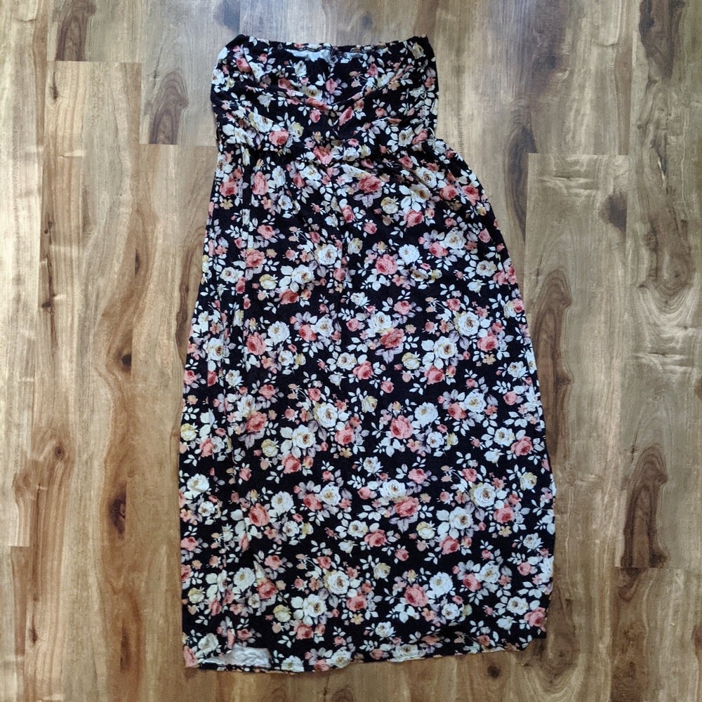 Strapless Floral Maxi Dress